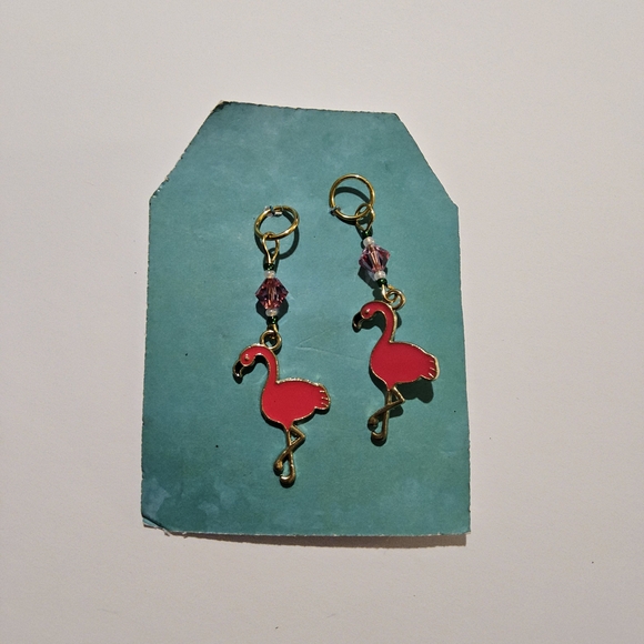 Elegant Flamingo Earrings in Red and Gold - Picture 1 of 1
